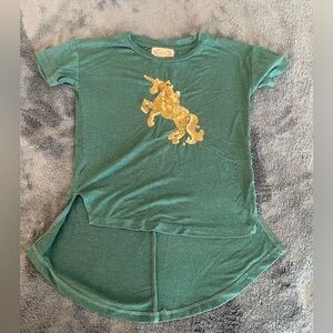 Joyfolie asymmetric shirt unicorn sequins size 3T